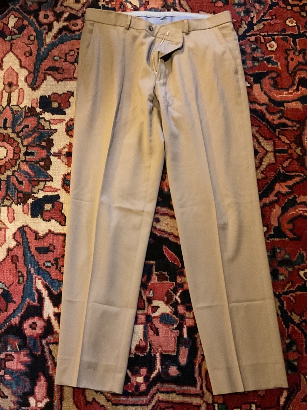 Ballin Soho Comfort 'EZE' Super 120s Modern Flat Front Twill Pant in Sand Sz36